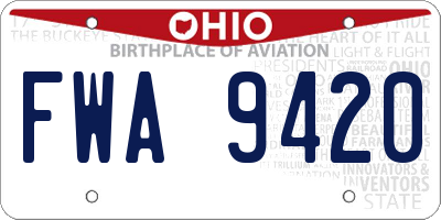 OH license plate FWA9420