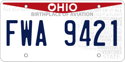 OH license plate FWA9421