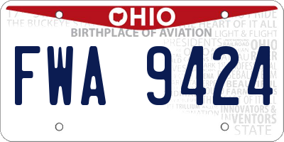 OH license plate FWA9424