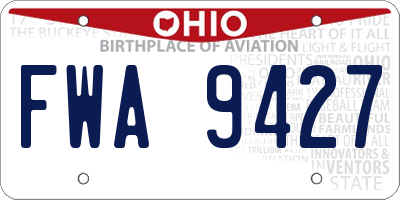 OH license plate FWA9427