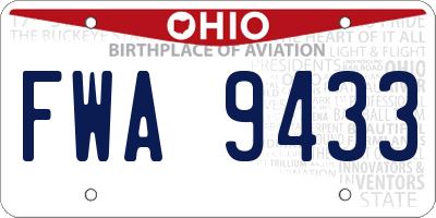 OH license plate FWA9433