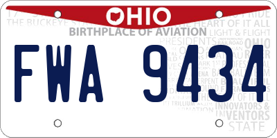 OH license plate FWA9434