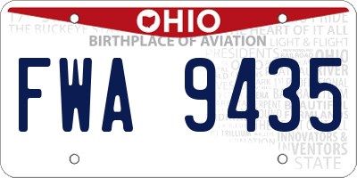 OH license plate FWA9435