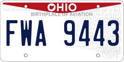 OH license plate FWA9443