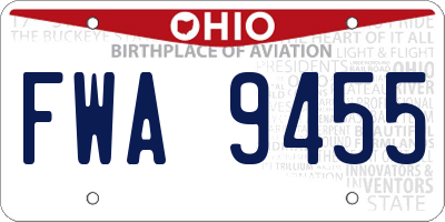OH license plate FWA9455