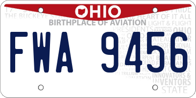 OH license plate FWA9456