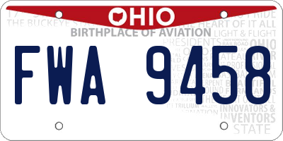 OH license plate FWA9458