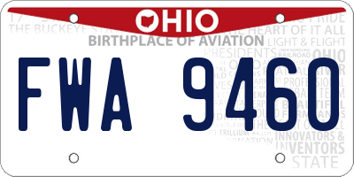 OH license plate FWA9460