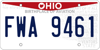 OH license plate FWA9461