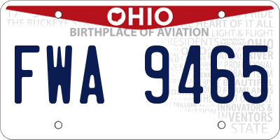 OH license plate FWA9465