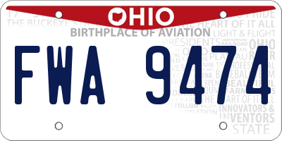 OH license plate FWA9474