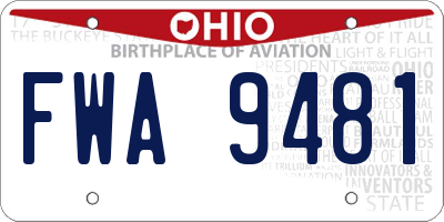 OH license plate FWA9481