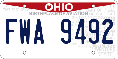 OH license plate FWA9492