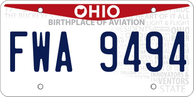 OH license plate FWA9494