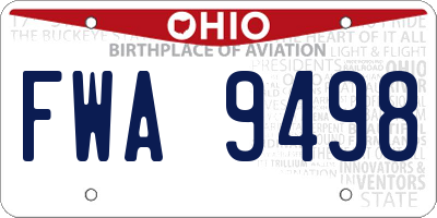 OH license plate FWA9498