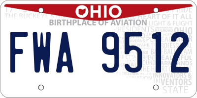 OH license plate FWA9512