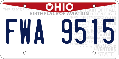 OH license plate FWA9515