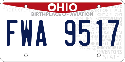 OH license plate FWA9517