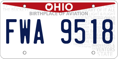 OH license plate FWA9518