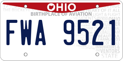 OH license plate FWA9521