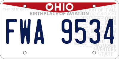 OH license plate FWA9534