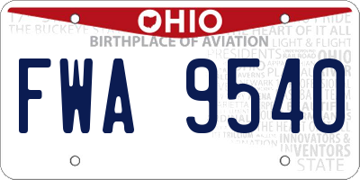 OH license plate FWA9540