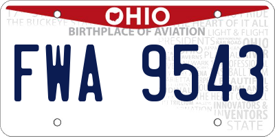 OH license plate FWA9543