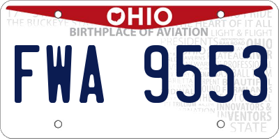 OH license plate FWA9553