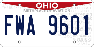 OH license plate FWA9601