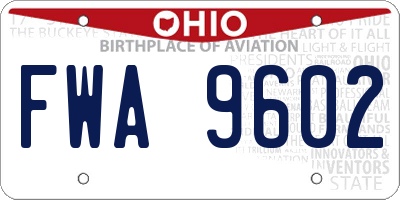 OH license plate FWA9602