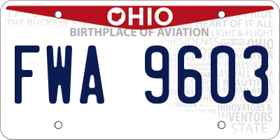 OH license plate FWA9603