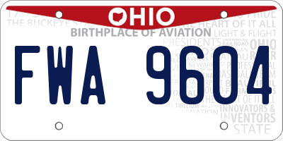 OH license plate FWA9604