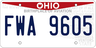 OH license plate FWA9605