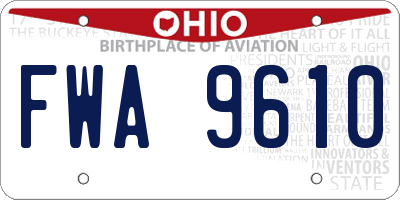 OH license plate FWA9610