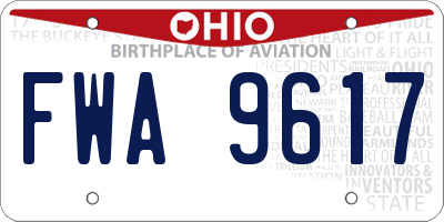 OH license plate FWA9617