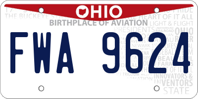 OH license plate FWA9624