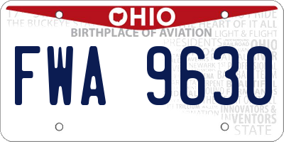 OH license plate FWA9630