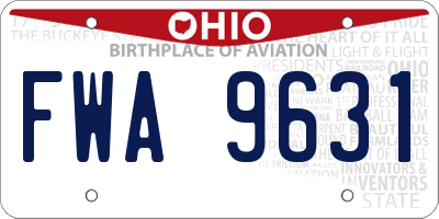 OH license plate FWA9631