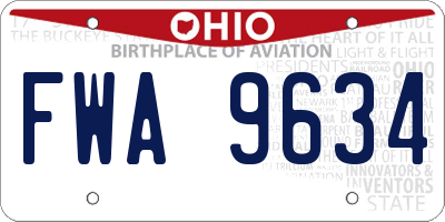 OH license plate FWA9634