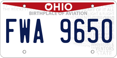 OH license plate FWA9650