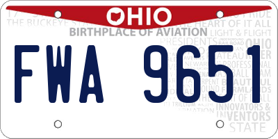 OH license plate FWA9651