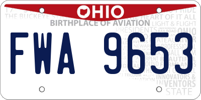 OH license plate FWA9653