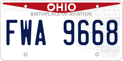 OH license plate FWA9668