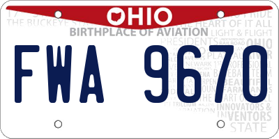 OH license plate FWA9670