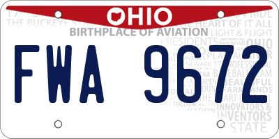 OH license plate FWA9672