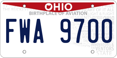 OH license plate FWA9700