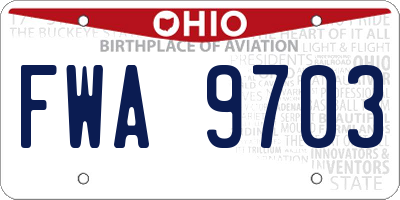 OH license plate FWA9703