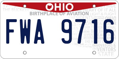 OH license plate FWA9716