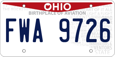 OH license plate FWA9726