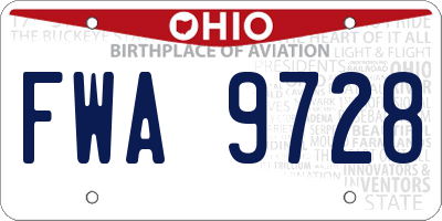 OH license plate FWA9728